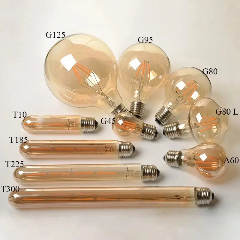 Globe Shape Led Bulb G125 G95 ST64 Led Filament Bulb Edison Bulbs Clear Amber Warm White Lamp