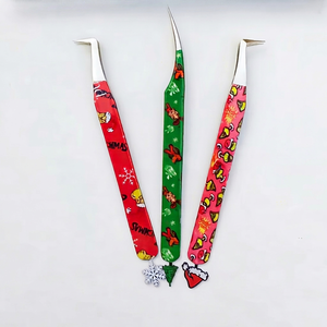 Pinzas para Pestañas de Acero Inoxidable con Diseño Navideño y Puntas de Fibra - Marca Privada Personalizable, Pinzas de Precisión con Agarre Fuerte para - Product Image 1