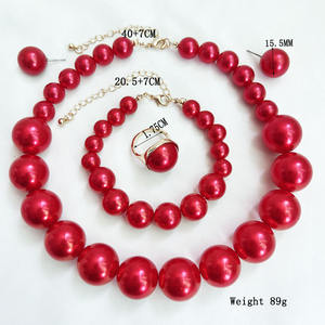 811 स्टाइलिश नई फैशन नकल मोती कंगन साफ क्रिस्टल नेकलेस पोशाक पोशाक के गहने महिलाओं को शादी के उपहार के लिए सेट करती है - Product Image 4