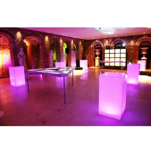 Pedestales portátiles iluminados para exhibición de productos, Marco acrílico blanco de alto brillo, Ta110A