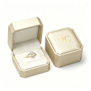 Top Grade Private Label Leather <b>Ring</b> <b>Box</b> Wholesale Quality Microfiber Lining Jewelry Gift <b>Box</b> Factory for Branded Retailers - Product Image 2