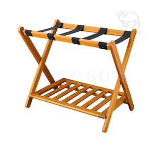 Capacidad inteligente Soporte de equipaje de bambú Maletas Portaequipajes de madera - Product Image 6