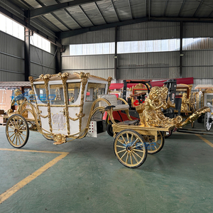 Chariot Royal Sculpté Électrique Sans Chevaux Blanc et Or de Haute Qualité, Carrosse Royal pour Transport Spécial Mariage à Vendre - Product Image 3