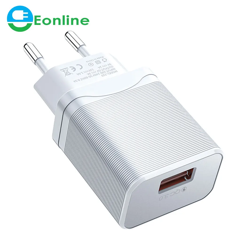 EONLINE USB Type C chargeur rapide 18W QC 3.0 Mini adaptateur Portable pour téléphone IPad Xiaomi chargeurs muraux rapides