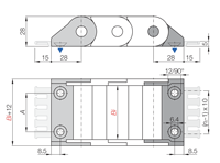 Cadena portacables E21i de baja vibración/ruido, abrible a lo largo del radio interior, para espacios pequeños, fácil de montar, para robots.