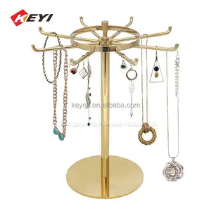 Suporte de metal giratório para exibição de joias, suporte de ferro para pulseiras, colares e braçadeiras, suporte giratório para bancada de joias
