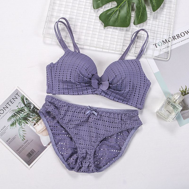 Wholesale Factory Oem Flower Fashion Sexy Underwear Bra and Panty Set Female Girls Gather Bra Set