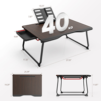 SAIJI Vente en gros Bureau d'ordinateur portable classique pliable multifonction avec support de lecture, taille plus, en teck noir, table d'ordinateur portable pour enfants, étude