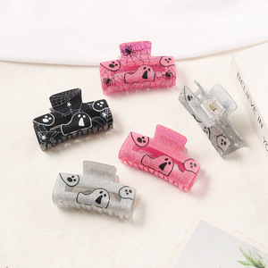 Fermaglio per capelli quadrato con stampa fantasma e <span class=keywords><strong>ragno</strong></span> di Halloween, accessorio geometrico personalizzabile con logo, per chignon <span class=keywords><strong>da</strong></span> donna - Product Image 1