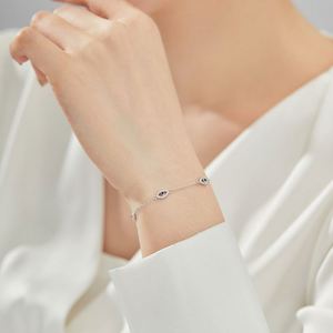 Bracelet Dylam en plaqué or 18 carats avec chaîne délicate, bijou simple, cadeau pour femme, yeux de saphir bleu porte-bonheur, zircone cubique 5A - Product Image 4