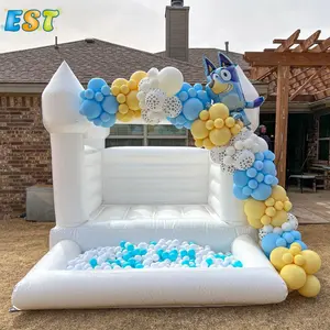 Manufacturer Best Selling Wedding Party Adult White Bounce House Pink Bouncy Castle With Ball Pit Inflatable Bounce House