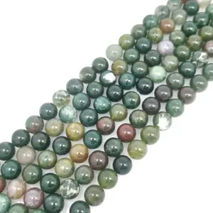 Grosir Batu Akik India Batu Bulat Kualitas Tinggi Perhiasan Manik-manik Longgar Kalung Gelang DIY