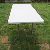 Table de salle à manger pliable Senruihome 6 pieds, durable, moderne, en plastique, légère, résistante aux UV, imperméable, pour hôtel, villa, sous-sol