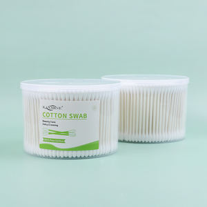 Doble cabeza Q-tips aplicador extensión de pestañas 500 piezas algodón Bud papel bastoncillo de algodón con caja redonda - Product Image 2