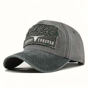 Factory Supply Customized American Texas Sporty Baseball Caps 100% Cotton Canvas Vintage Washed Distressed <b>Patch</b> 3D Embroidery - Product Image 4