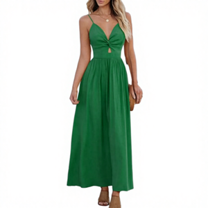 2025 Summer Multi-Color Floor-Length Satin Backless New European American Fashion Street Style Casual Spaghetti Strap Women - Product Image 3