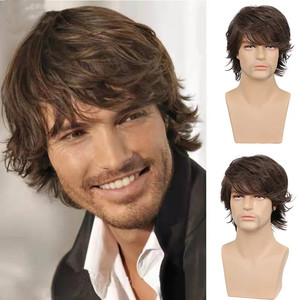 Perruque Synthétique Courte Bouclée Afro pour Hommes, Couleur Noir et Brun, Effet Naturel et Réaliste, Prix de Gros Abordable - Product Image 4