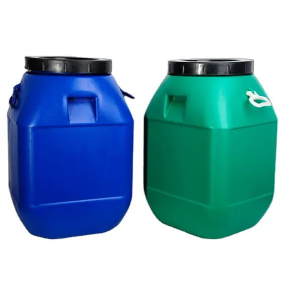 50 L60 Liter Vierkante Vaten Plastic Emmers Open Deksel Roterend Deksel Blauw Voor Chemicaliën Of Wit Voor Voedsel