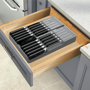 Portacuchillos Rectangular de Plástico y Organizador de Cuchillos de Bambú para Cocina, con Capacidad para 20 Cuchillos y Ranura para Afilador de Cuchillos - Product Image 1