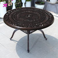 Table de salle à manger de jardin en aluminium coulé bronze classique, ronde, pour l'extérieur, antirouille, pour balcon, cour, jardin