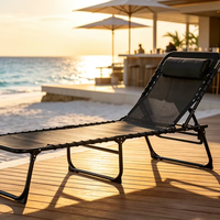 Chaise longue d'extérieur en métal pliable et portable en Teslin avec coussin amovible, vente en gros sur mesure