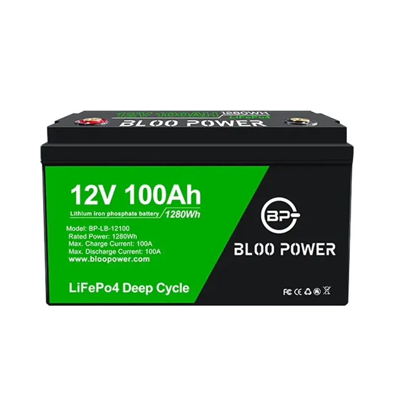 Bloo Power 12V 100ah Dichtheid Lithium Lifepo4 Rv Batterij Gebruikt In Huizen Fietsen Boten Heftrucks Power Tools Draagbare Power Bank