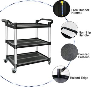 รถเข็นพลาสติกเชิงพาณิชย์ 3 ชั้น สำหรับร้านอาหารและงานจัดเลี้ยง - Product Image 2