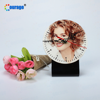 Horloge personnalisée de forme ronde avec sublimation d'image, cadre en bois MDF, MDF-ZB13