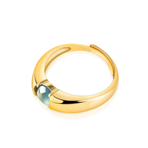Anillo de Plata S925 con Oro de 18K, Jadeíta Natural de Grado A, Piedra de Jade de Grado Hielo, Estilo Femenino, Diseño Ajustable para Boda - Product Image 3