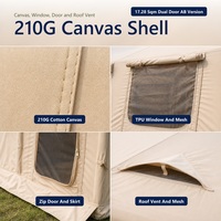 Grande tente de camping gonflable 17,28 m² en toile de coton 210G, version AB à double porte avec séparateur de pièce pour le glamping, vente en gros