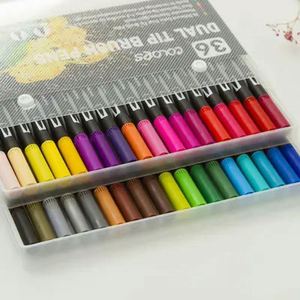 Dual Tip Waterbrush <b>Pen</b> Set 12 Colors Plastic Marker for Drawing Watercolor Marker with PP Box - Product Image 2