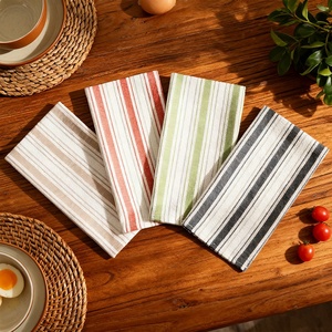 Essuie-tout de cuisine en coton doux de style nordique, serviette à vaisselle rayée teinte en fil, torchon 100 % coton réutilisable - Product Image 4