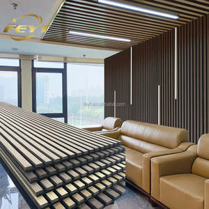 Hiện đại màu nâu gỗ <span class=keywords><strong>LED</strong></span> ánh sáng đá đen Acoustic Bảng điều chỉnh âm thanh lợi thế tấm Tường với thiết kế Polyester - Product Image 2