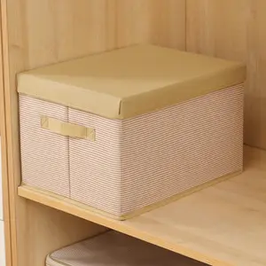 Wholesale High-capacity Non-Woven Fabric Cloth Stripe Storage Box Foldable With Lid