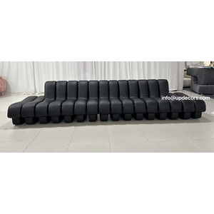 Meubles de salon multi-usages pour intérieur, en cuir compressé noir, modèle moderne 01 - Product Image 3