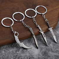 Valorante Entourant Butin Arme Mob M4 Impression Griffe Couteau Full Metal Modèle Pendentif Porte-clés Porte-clés Anneau
