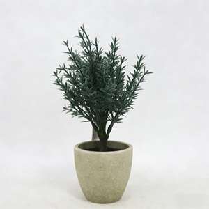 Plantes d'épices artificielles 21CM, <span class=keywords><strong>romarin</strong></span> vert foncé, petit arbre, pot en pulpe vintage, bonsaï, ornement de bureau d'intérieur - Product Image 1