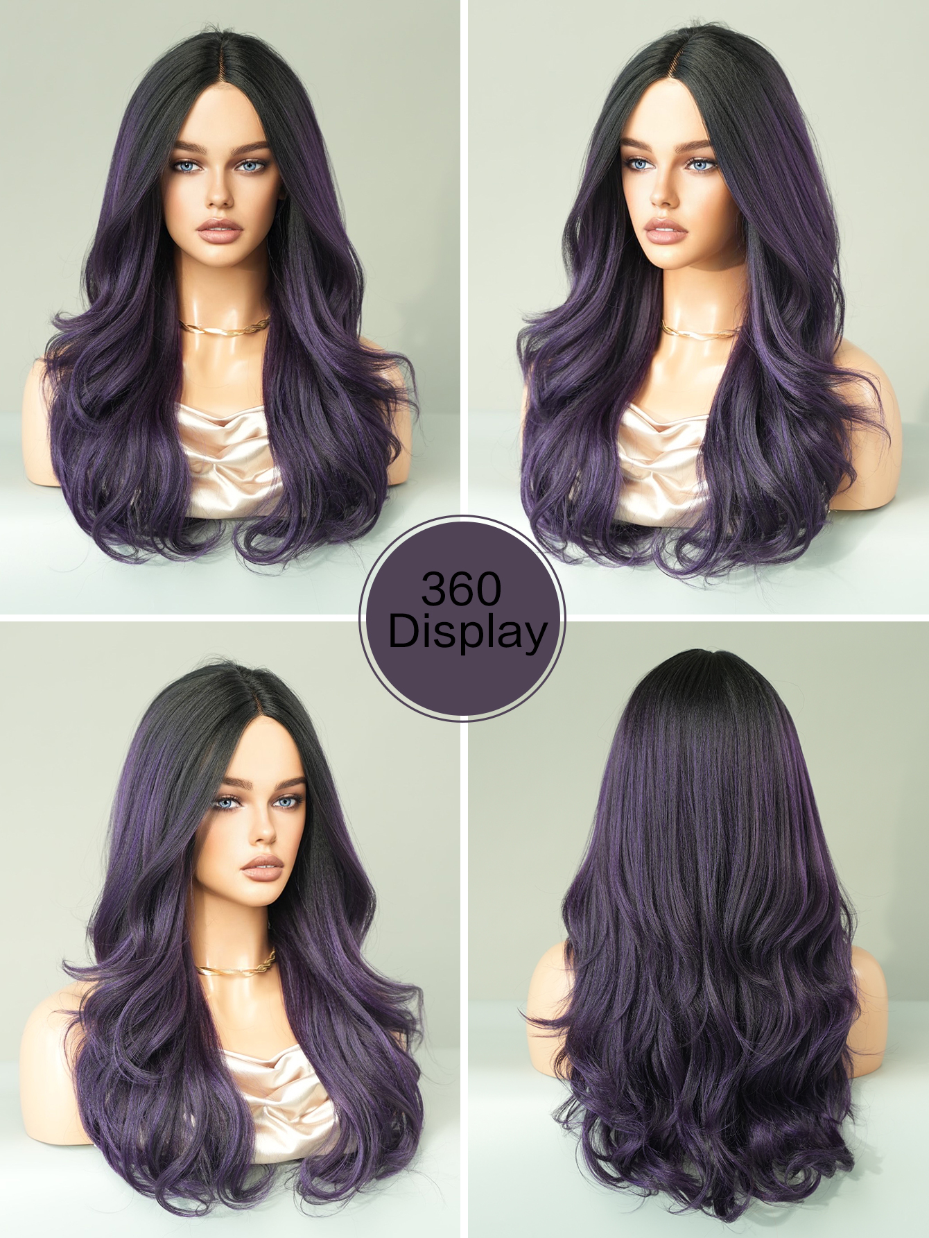 Ombre Purple Lace Frontal Wigs - Long Wavy Wigs for Women