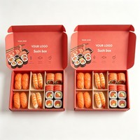 Caja Plegable Biodegradable para Sushi, Caja de Cartón Kraft de Grado Alimenticio de Lujo para Llevar Comida