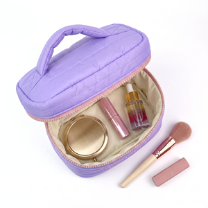 กระเป๋าเครื่องสำอางแบบพองฟูสีม่วง กันน้ำ เนื้อนุ่ม น้ำหนักเบา หนา - Product Image 2