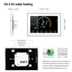 Thermostat d'ambiance intelligent Wi-Fi TUYA avec grand écran couleur, programmable, compatible avec le chauffage et le refroidissement, compatible avec <span class=keywords><strong>Alexa</strong></span> - Product Image 5