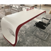 Bureau de direction de luxe en fibre de verre et marbre brillant, design élégant, pour une personne, taille standard