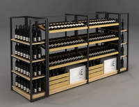 Étagère à vin métallique double face robuste pour usage commercial, présentoir à liqueurs multi-niveaux, couleur personnalisée, utilisation en vente au détail