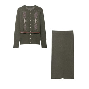 Taop & Za Mùa Thu Mới Của Phụ Nữ Vòng Cổ Kim Cương Mô Hình Với Vành Đai Đa Năng Giản Dị Dệt Kim Dài Tay Cardigan 2756122 2756123 - Product Image 6