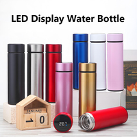 Vasos de Café Personalizados de 500 ml, Bebedero Inteligente con Recubrimiento en Polvo, Termo de Metal de Acero Inoxidable 18/8, Termo Inteligente con Pantalla LED para Oficina, Botella, Taza