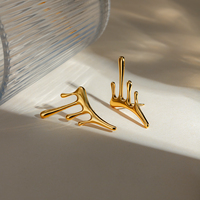 Boucles d'oreilles de luxe en acier inoxydable plaqué or 18 carats PVD, forme goutte de lave liquide irrégulière, pour femmes