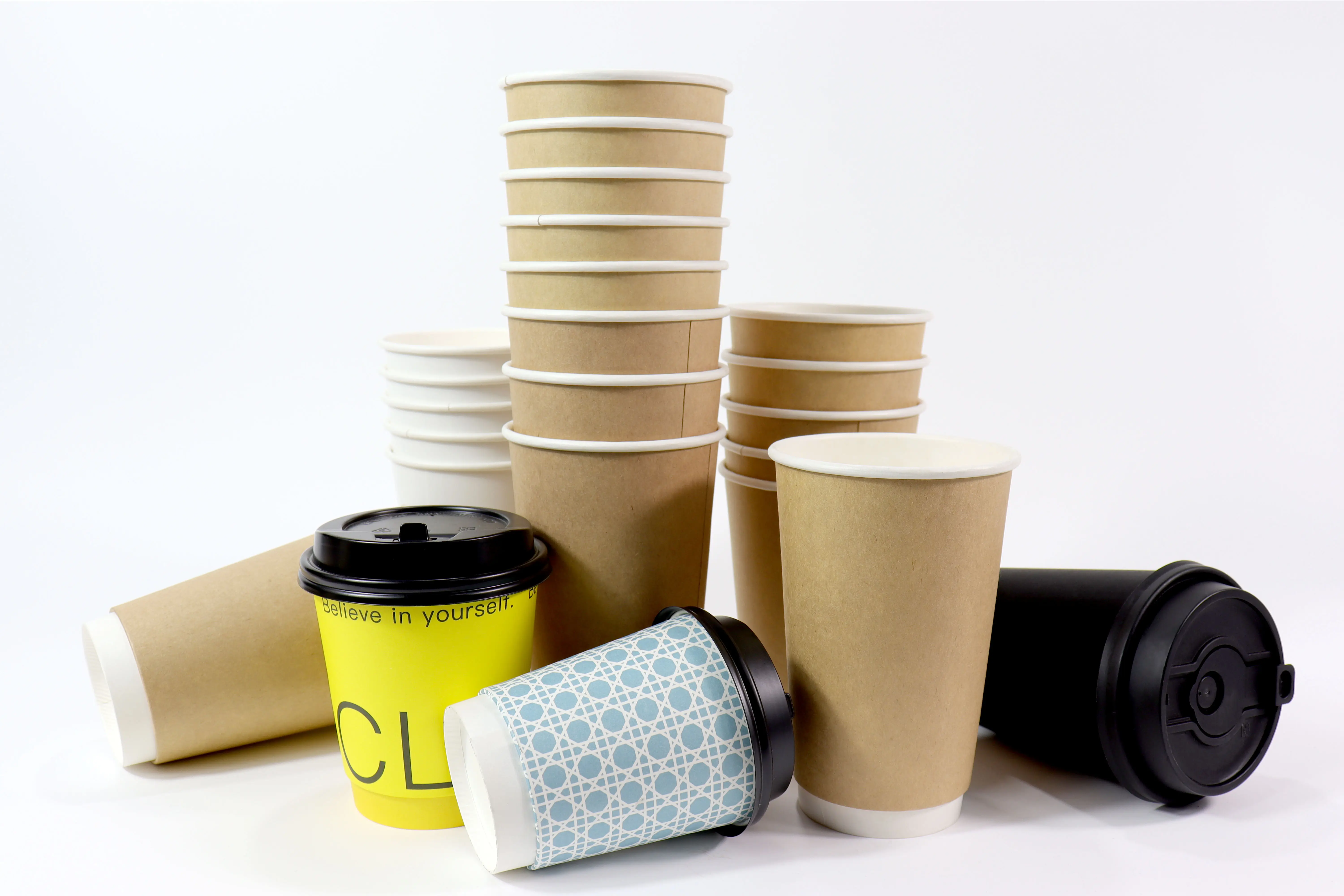 JIANI Commercial Logo personnalisé gobelet en papier jetable avec couvercle gobelet en papier café lait 10oz boisson à double paroi