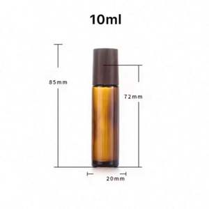 Flacon roll-on carré en verre pour huile essentielle de parfum de luxe, 5, 10, 15 ml, couleur ambre, avec couvercle en plastique, impression sérigraphique - Product Image 6