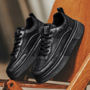 Chaussures décontractées pour hommes en cuir véritable, basses, avec logo personnalisé, design de marque dernier cri, baskets tendance - Product Image 4