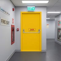 Porte coupe-feu en acier certifiée UL/Intertek pour centres commerciaux et bureaux, avec barres de secours et ferme-portes automatiques